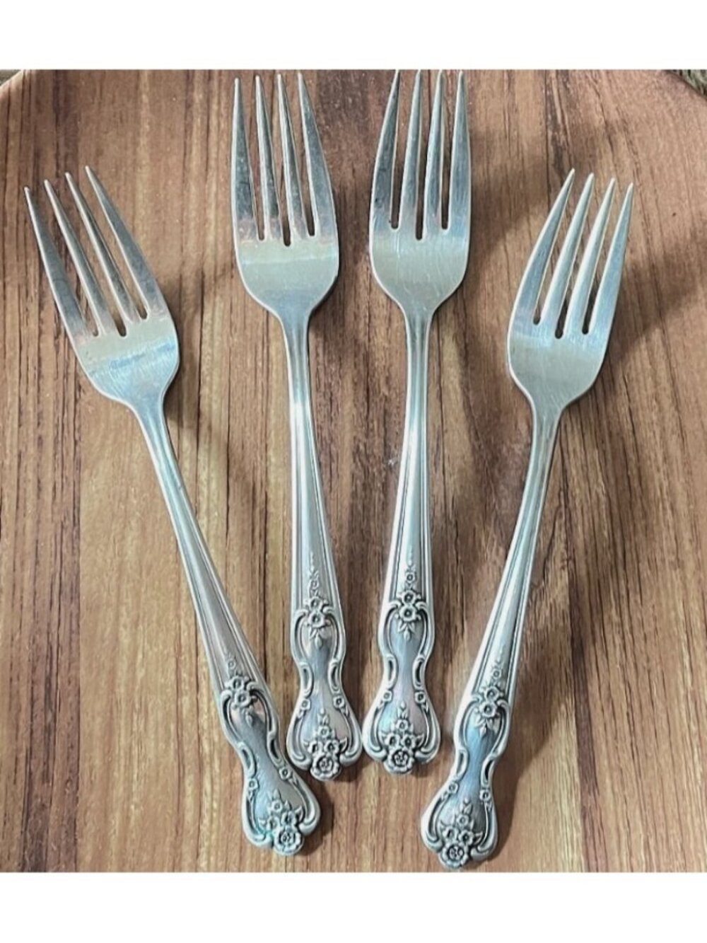 Inspiration Magnolia Salad Forks Set of 4 Silverplate 1951 Int’l Silver Flatware